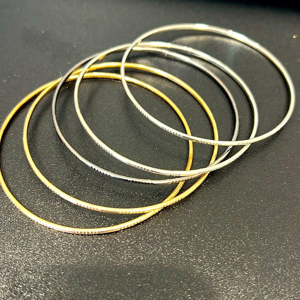 Assorted Tri Colored Thin Bangles - image 2